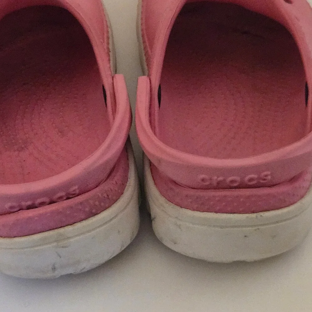 Crocs Duet Sport Clog Kids Pink White Dual Density Comfort Shoes Size 10/11